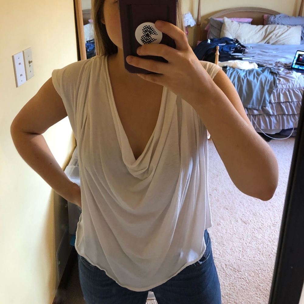 Free people white cowl neck shirt